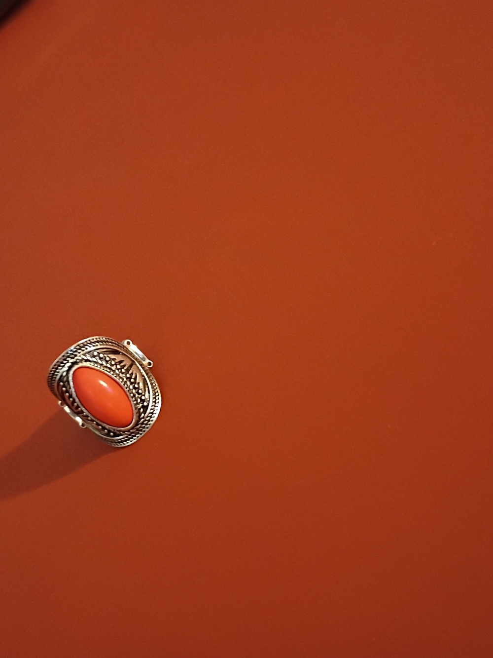 paparazzi Silver-Tone Ring with Orange Cabochon